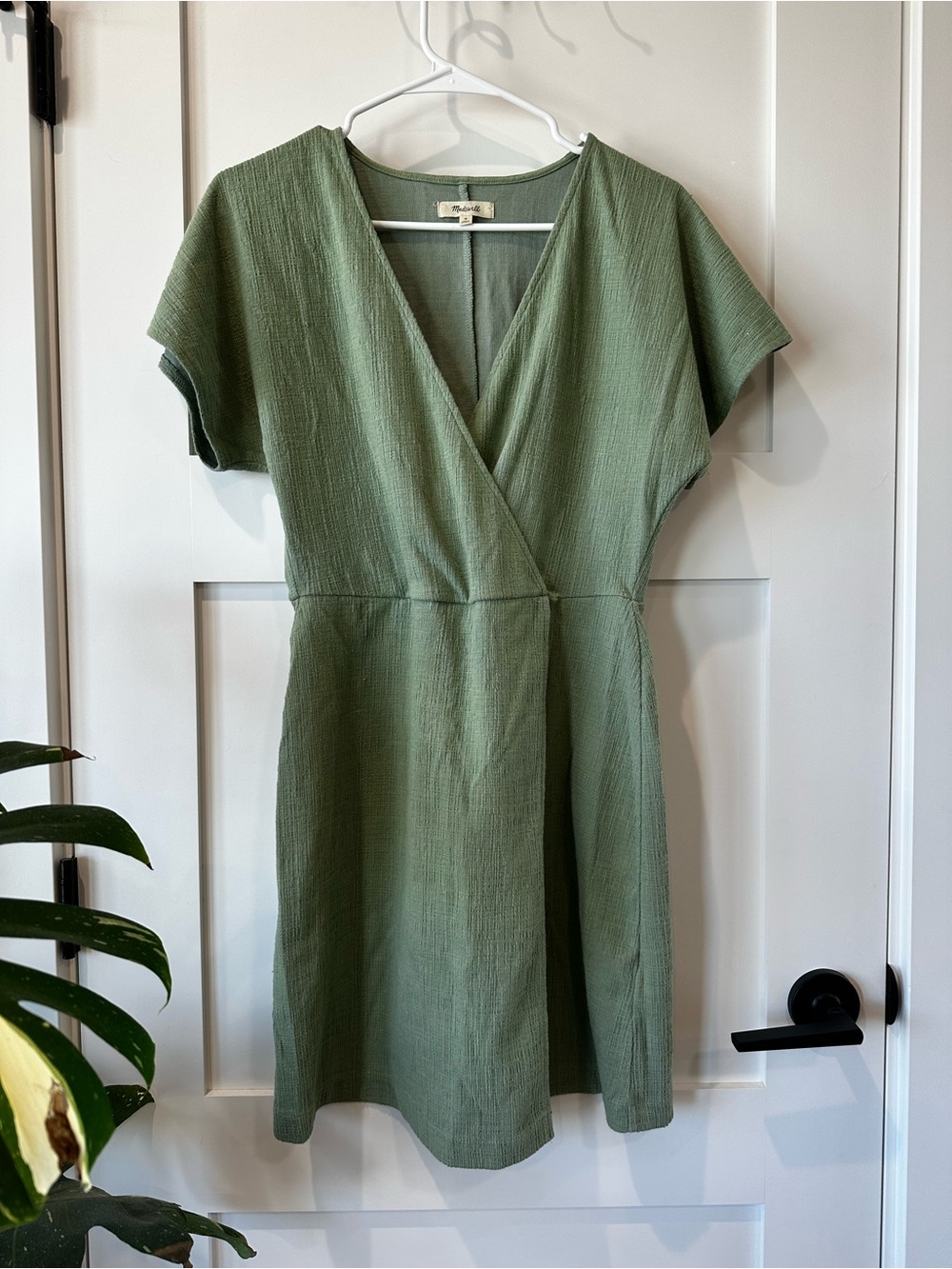 Madewell Olive Green Wrap-Front Dress
